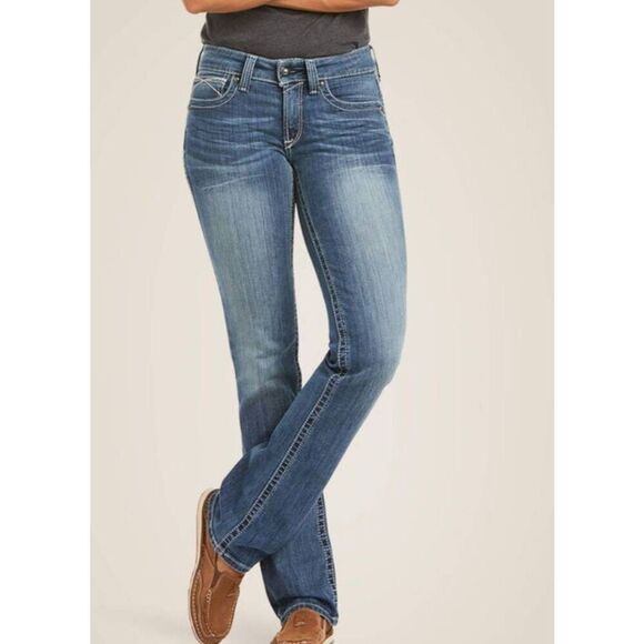 Ariat Ladies REAL Performance Stretch Straight Leg Jeans sz 34L Tall 16 18 - Picture 1 of 6